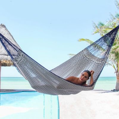 Alternate image for Mayan Rope Style Double Nylon Handmade Hammock Mexico Ocean Waves