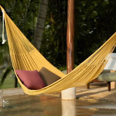 Alternate image for Artisan Crafted Ocher Rope Hammock Triple Uxmal Ocher