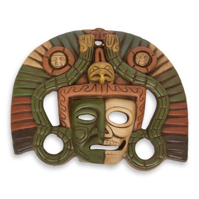 Alternate image for Life and Death Pre-Hispanic Mask Ceramic Replica Aztec Duality