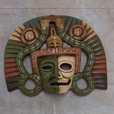 Alternate image for Life and Death Pre-Hispanic Mask Ceramic Replica Aztec Duality
