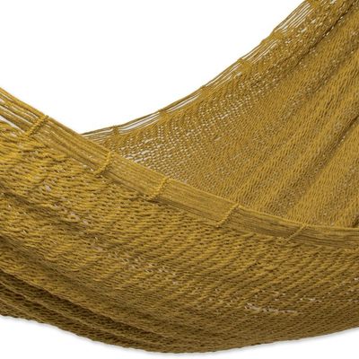 Alternate image for Artisan Crafted Ocher Rope Hammock Triple Uxmal Ocher