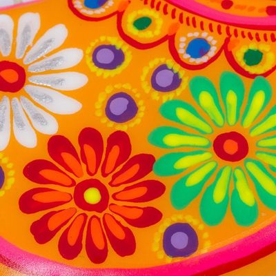 Alternate image for 2 Yellow Floral Ceramic Peace Dove Ornaments Crafted by Hand Marigold Dove