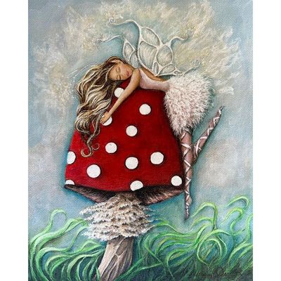 Alternate image for Whimsical Fairy on Mushroom Painting