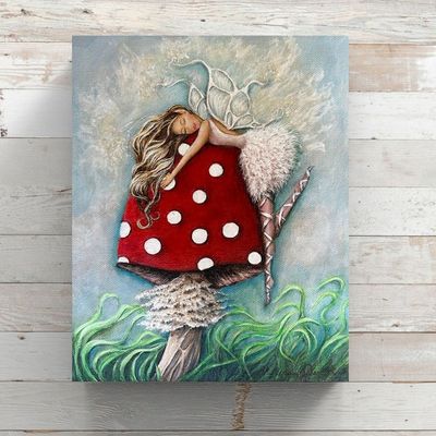 Alternate image for Whimsical Fairy on Mushroom Painting