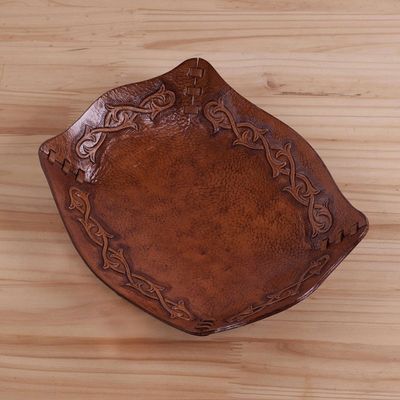 Alternate image for Peruvian Handcrafted Tooled Leather Andean Catchall Bramblebush