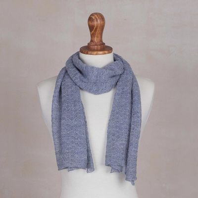Alternate image for 100 Baby Alpaca Wrap Scarf in Steel Blue from Peru Steel Blue Gossamer