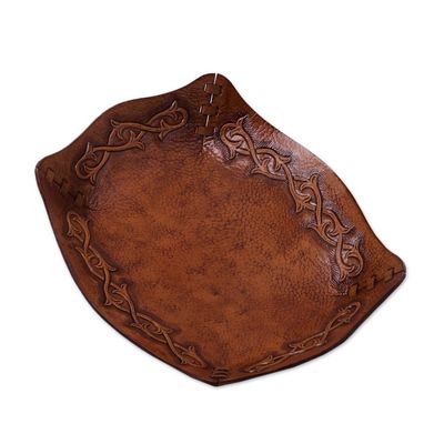 Alternate image for Peruvian Handcrafted Tooled Leather Andean Catchall Bramblebush