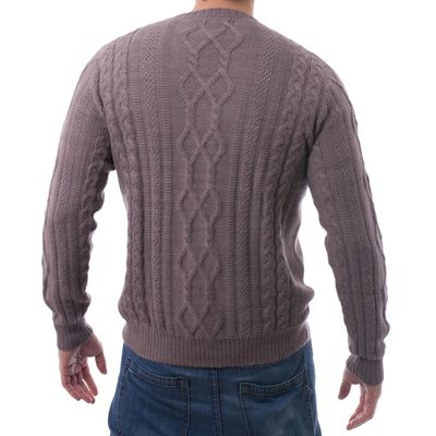 Alternate image for Mens Knit 100 Alpaca Pullover in Dusty Lavender from Peru Dusty Lavender Style