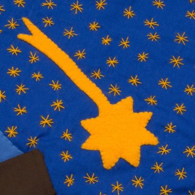 Alternate image for Hand Crafted Religious Applique Tapestry Wall Hanging Nativity Scene