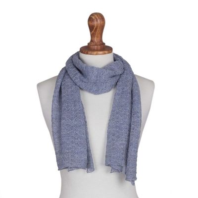 Alternate image for 100 Baby Alpaca Wrap Scarf in Steel Blue from Peru Steel Blue Gossamer