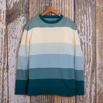 Alternate image for Mens Striped Pima Cotton Sweater Cool Horizons