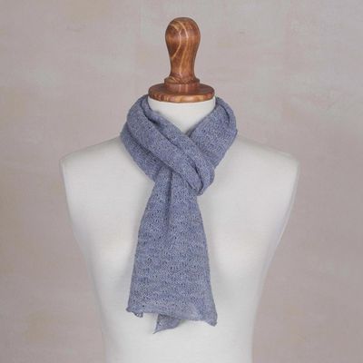 Alternate image for 100 Baby Alpaca Wrap Scarf in Steel Blue from Peru Steel Blue Gossamer