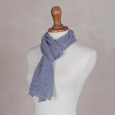 Alternate image for 100 Baby Alpaca Wrap Scarf in Steel Blue from Peru Steel Blue Gossamer