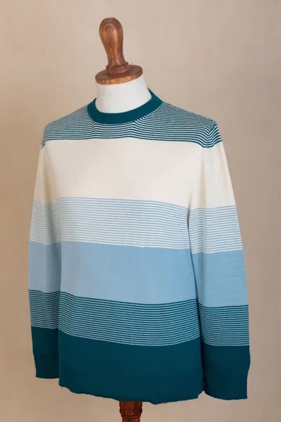 Alternate image for Mens Striped Pima Cotton Sweater Cool Horizons