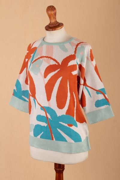 Alternate image for Jacquard Knit Sweater from Peru Tropical Trend