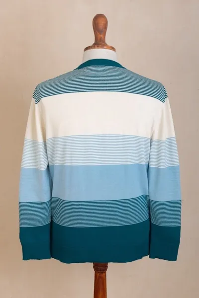 Alternate image for Mens Striped Pima Cotton Sweater Cool Horizons