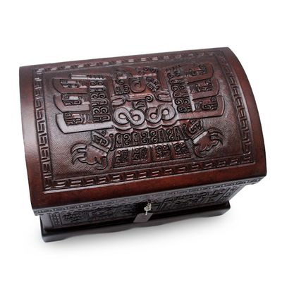 Alternate image for Colonial Tooled Leather Jewelry Box Inca Domain