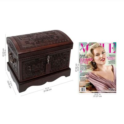 Alternate image for Colonial Tooled Leather Jewelry Box Inca Domain