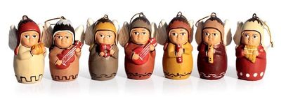Alternate image for Christmas Holiday Ceramic Angel Ornaments Set of 7 Angel Orchestra