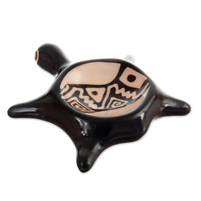 Alternate image for Handcrafted Black and Beige Ceramic Vicus Turtle Catchall Vics Turtle