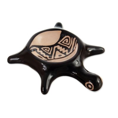 Alternate image for Handcrafted Black and Beige Ceramic Vicus Turtle Catchall Vics Turtle
