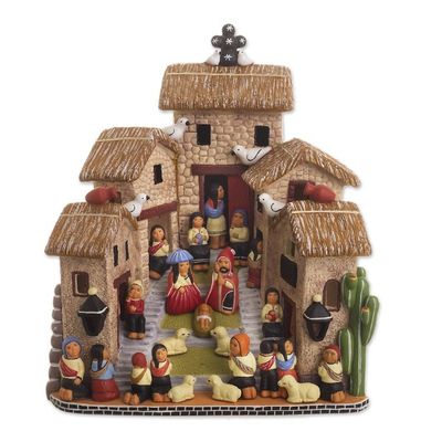 Alternate image for Handcrafted Ceramic Art Andean Town Scene Figurine Our Andean Town