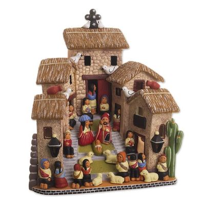 Alternate image for Handcrafted Ceramic Art Andean Town Scene Figurine Our Andean Town