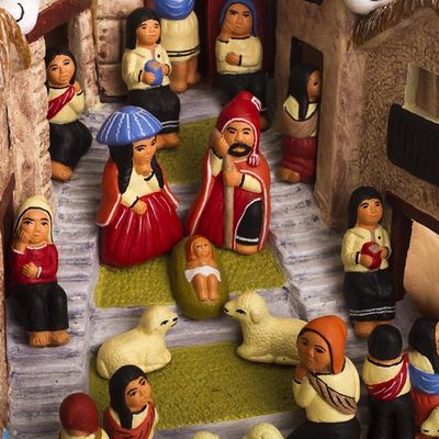 Alternate image for Handcrafted Ceramic Art Andean Town Scene Figurine Our Andean Town