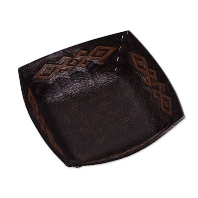Alternate image for Pre-Hispanic Motif Handcrafted Tooled Leather Catchall Kuelap Memories