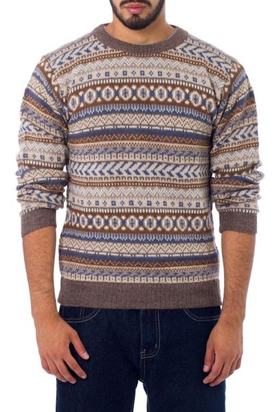Alternate image for Mens Alpaca Pullover Sweater Ice Earth