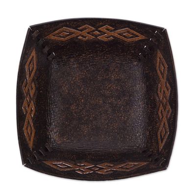 Alternate image for Pre-Hispanic Motif Handcrafted Tooled Leather Catchall Kuelap Memories