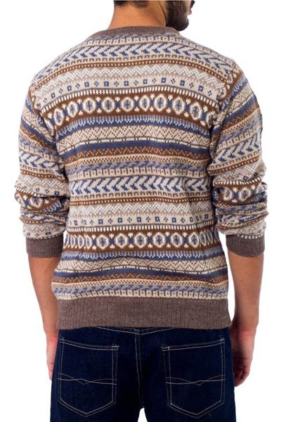 Alternate image for Mens Alpaca Pullover Sweater Ice Earth