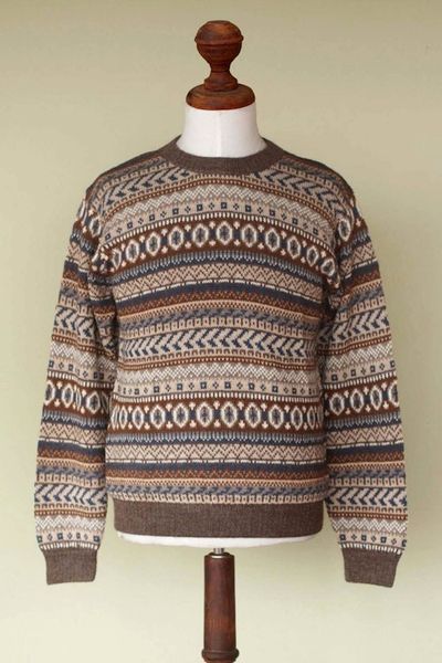 Alternate image for Mens Alpaca Pullover Sweater Ice Earth