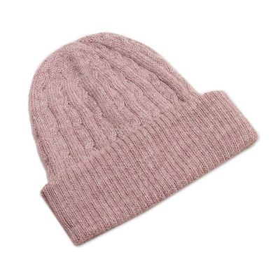 Alternate image for Dusty Rose Pink 100 Alpaca Soft Cable Knit Hat from Peru Comfy in Pink