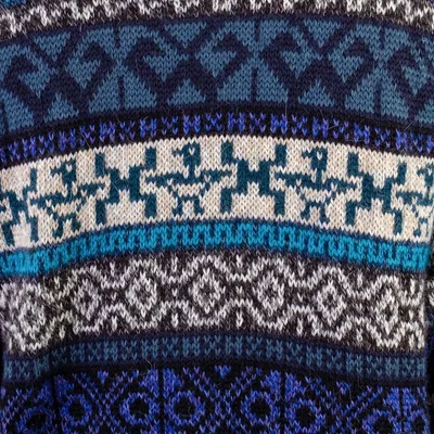 Alternate image for Blue Alpaca Blend Cardigan with Inca Motifs Empire Memories