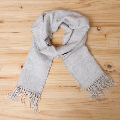 Alternate image for Handmade Alpaca Wool Blend Scarf Silver Gift of Warmth