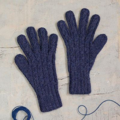 Alternate image for 100 Alpaca Gloves in Indigo from Peru Winter Delight in Indigo