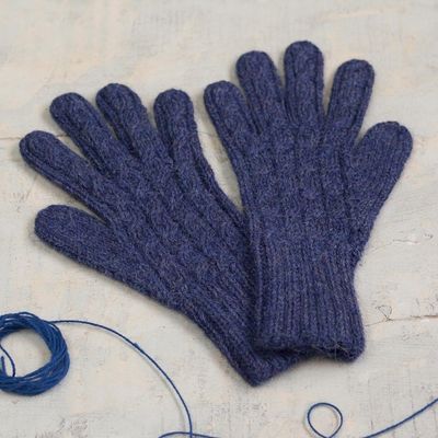 Alternate image for 100 Alpaca Gloves in Indigo from Peru Winter Delight in Indigo