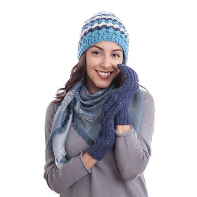 Alternate image for 100 Alpaca Gloves in Indigo from Peru Winter Delight in Indigo