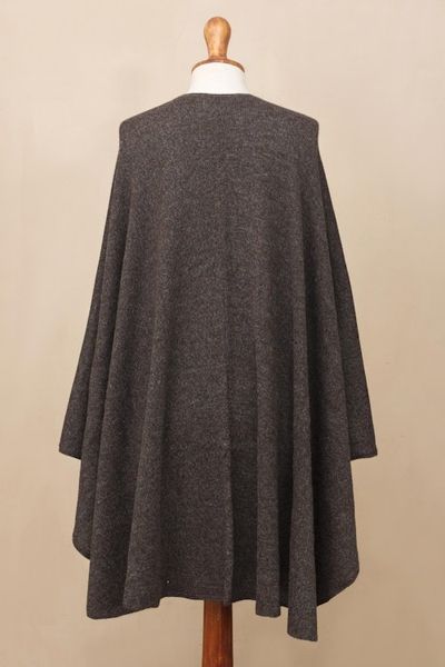 Alternate image for Artisan Crafted Alpaca Blend Wrap Ruana Brown Tweed