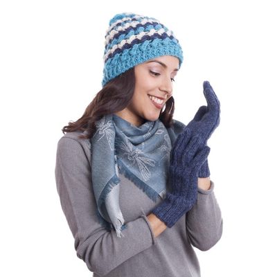 Alternate image for 100 Alpaca Gloves in Indigo from Peru Winter Delight in Indigo