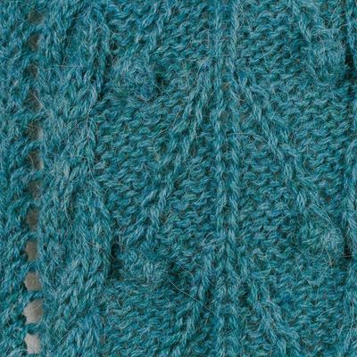 Alternate image for 100 Alpaca Handwoven Scarf with Tassels in Teal from Peru Rainy Night in Teal