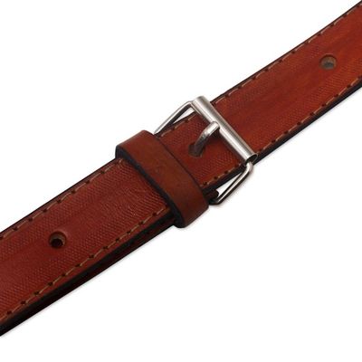 Alternate image for Hand Crafted Orange Leather Shoulder Bag with Wool Accent Solari