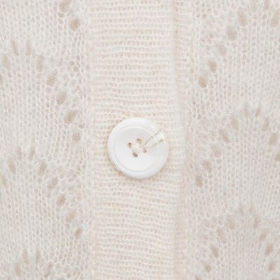 Alternate image for Cable Knit Baby Alpaca Blend Cardigan in Ivory from Peru Comfortable Charm
