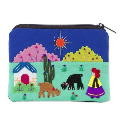 Alternate image for Applique Multicolor Coin Purse from Peru Andean Sunshine