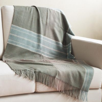 Alternate image for 100 Baby Alpaca Throw in Celadon and Dusty Rose from Peru Andean Softness