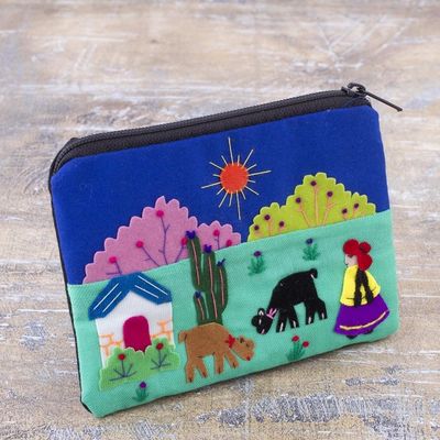 Alternate image for Applique Multicolor Coin Purse from Peru Andean Sunshine