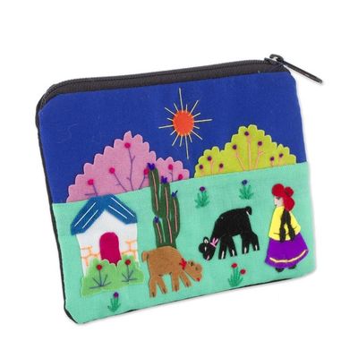 Alternate image for Applique Multicolor Coin Purse from Peru Andean Sunshine