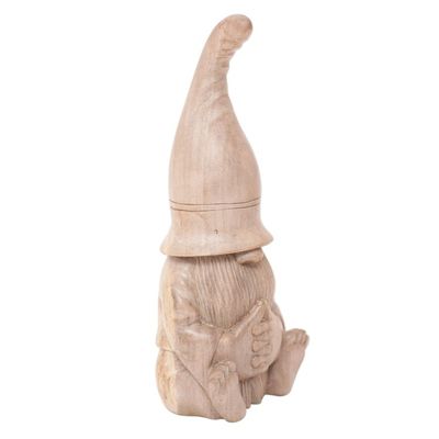Alternate image for Hand-Carved Gnome Hibiscus Wood Sculpture from Bali Gnome in the Home