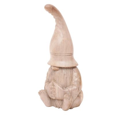 Alternate image for Hand-Carved Gnome Hibiscus Wood Sculpture from Bali Gnome in the Home